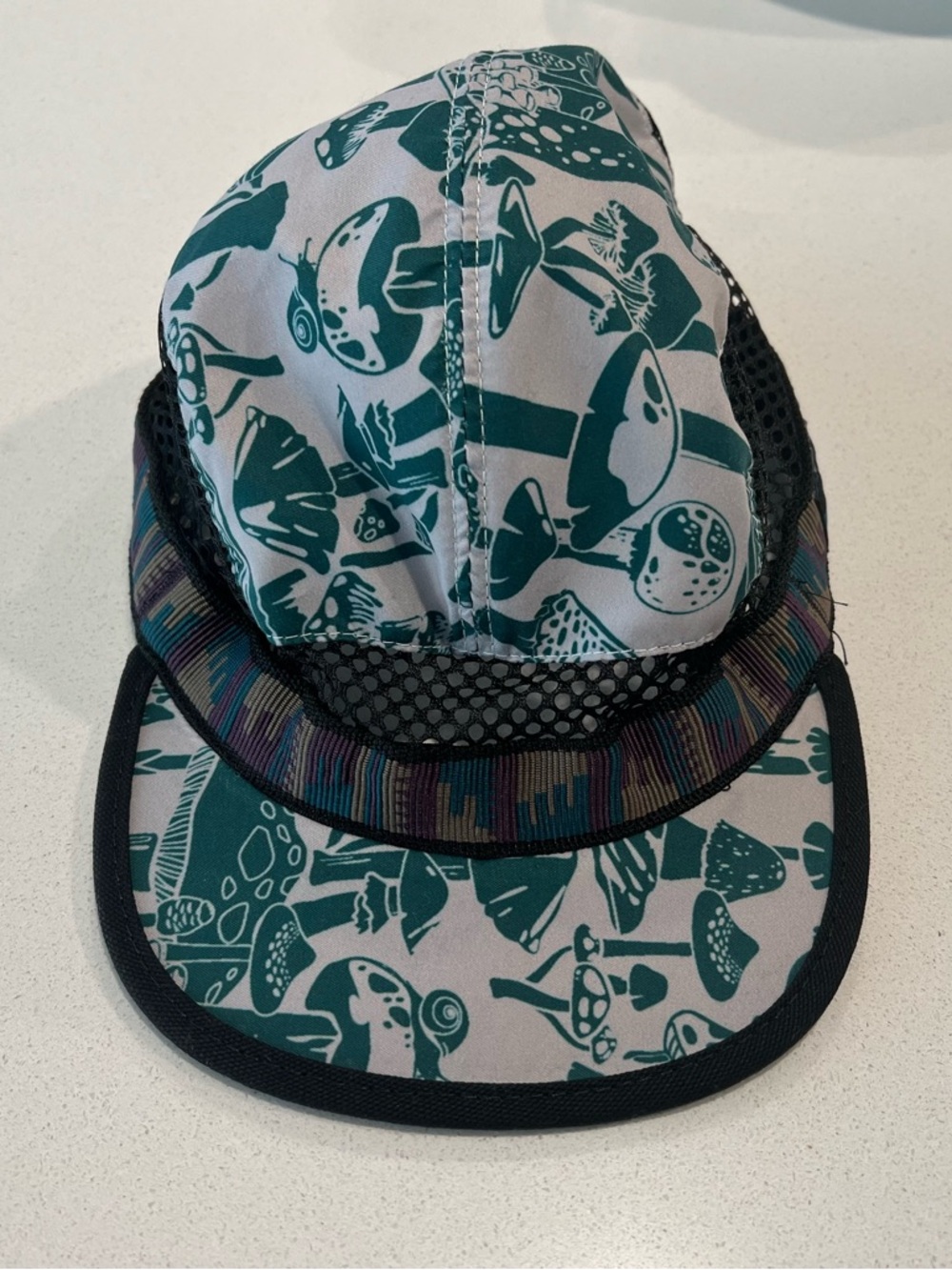 Kavu Teal & Black Printed Mesh Brim Mushroom Hat